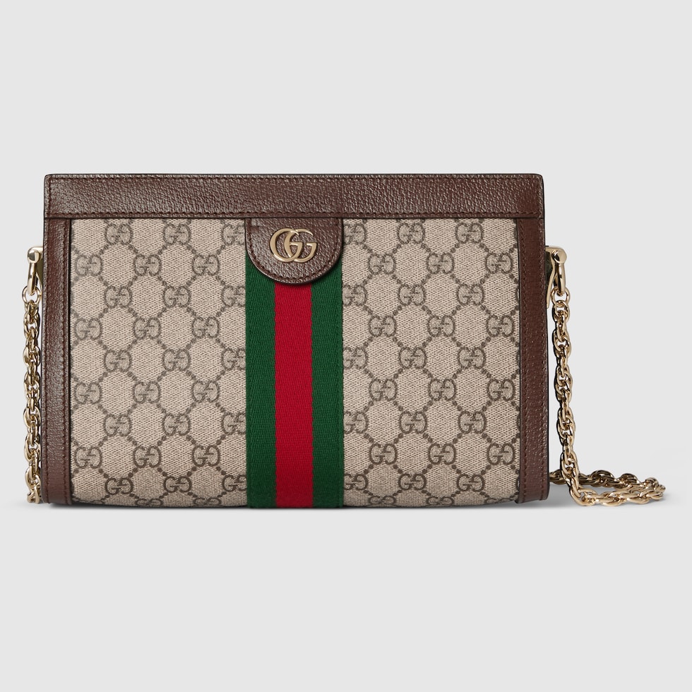 【GUCCI】OPHIDIA SHOULDER BAG Ophidia medium shoulder bag in beige and brown GG fabric