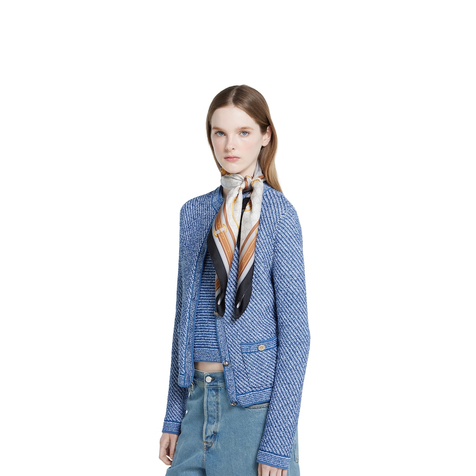 Printed silk carré in grey and ivory | GUCCI® US