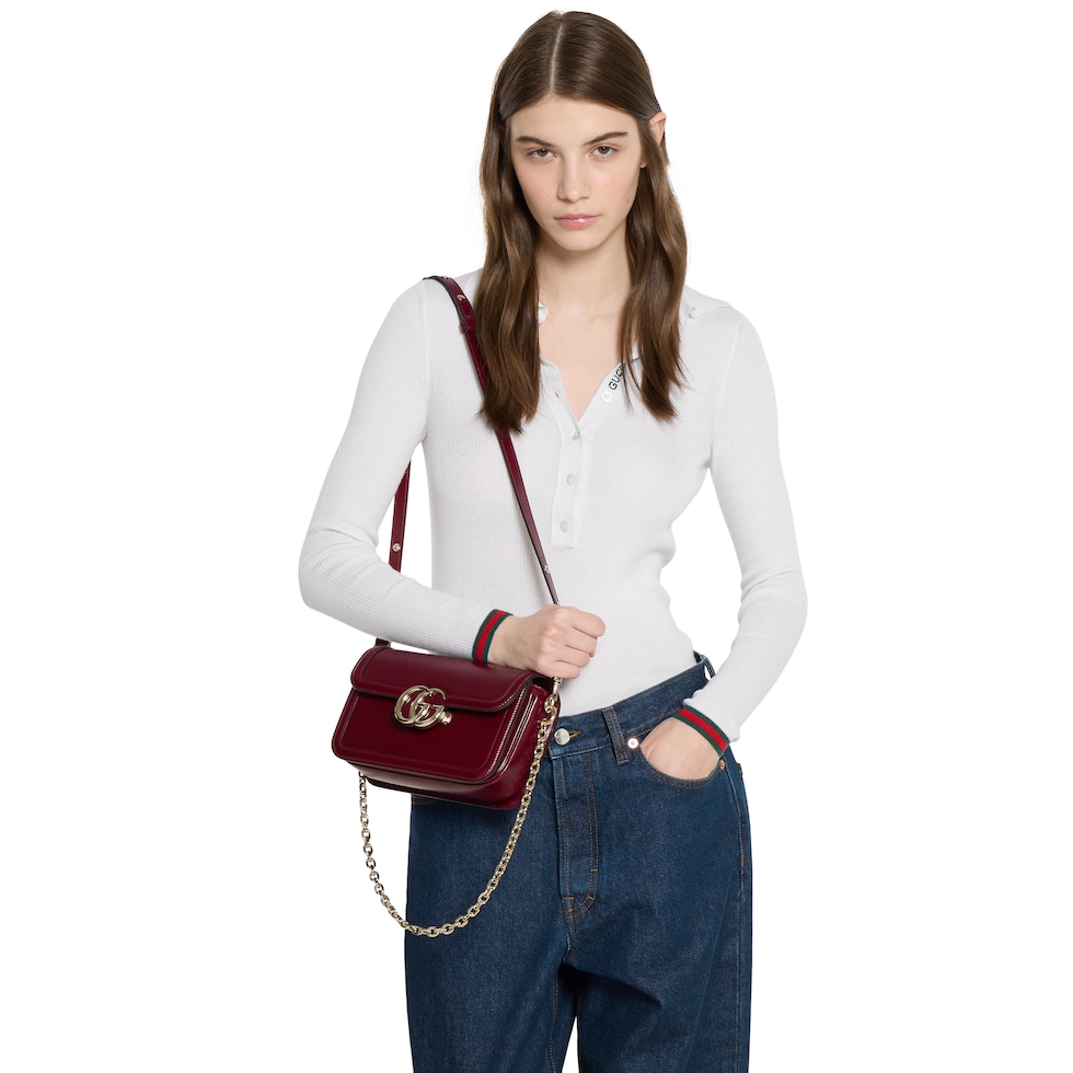 GUCCI バッグ Gucci Go small shoulder bag in Rosso Ancora red leather