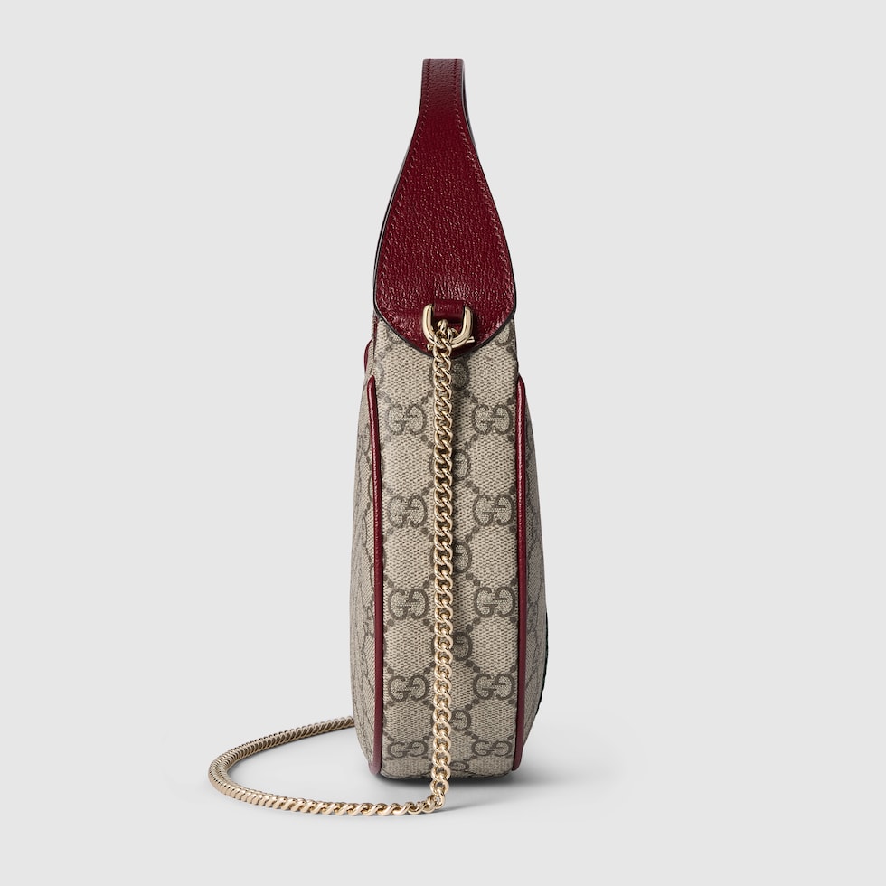 Ophidia small shoulder bag in beige and brown GG fabric