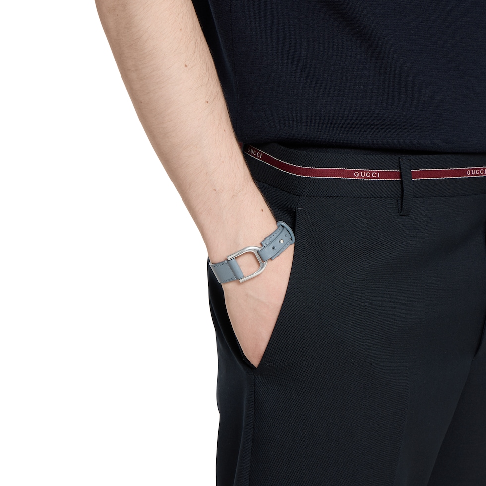 GUCCI staffa スタッファ チャーム ブレスレット グッチ スタッファ〕ブレスレットグレー レザー | GUCCI公式
