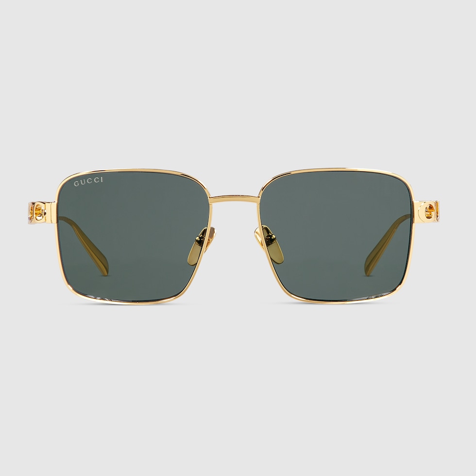Square frame sunglasses in light gold | GUCCI® US
