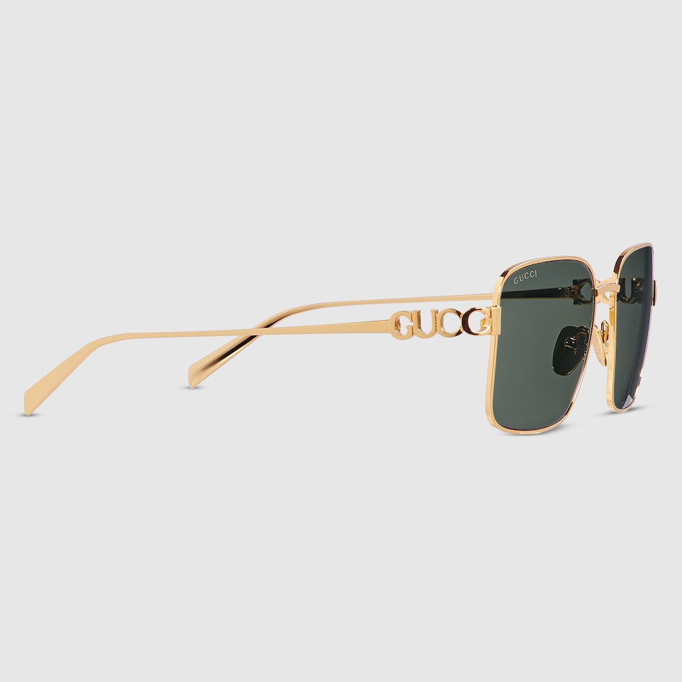 Square frame sunglasses in light gold | GUCCI® US