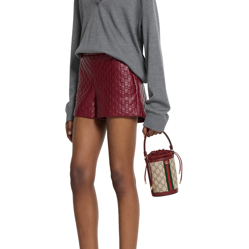 GUCCI＊OPHIDIA MINI BUCKET BAG ミニバケットバッグ＊送料込 Ophidia mini bucket bag in beige and brown GG fabric | GUCCI® US