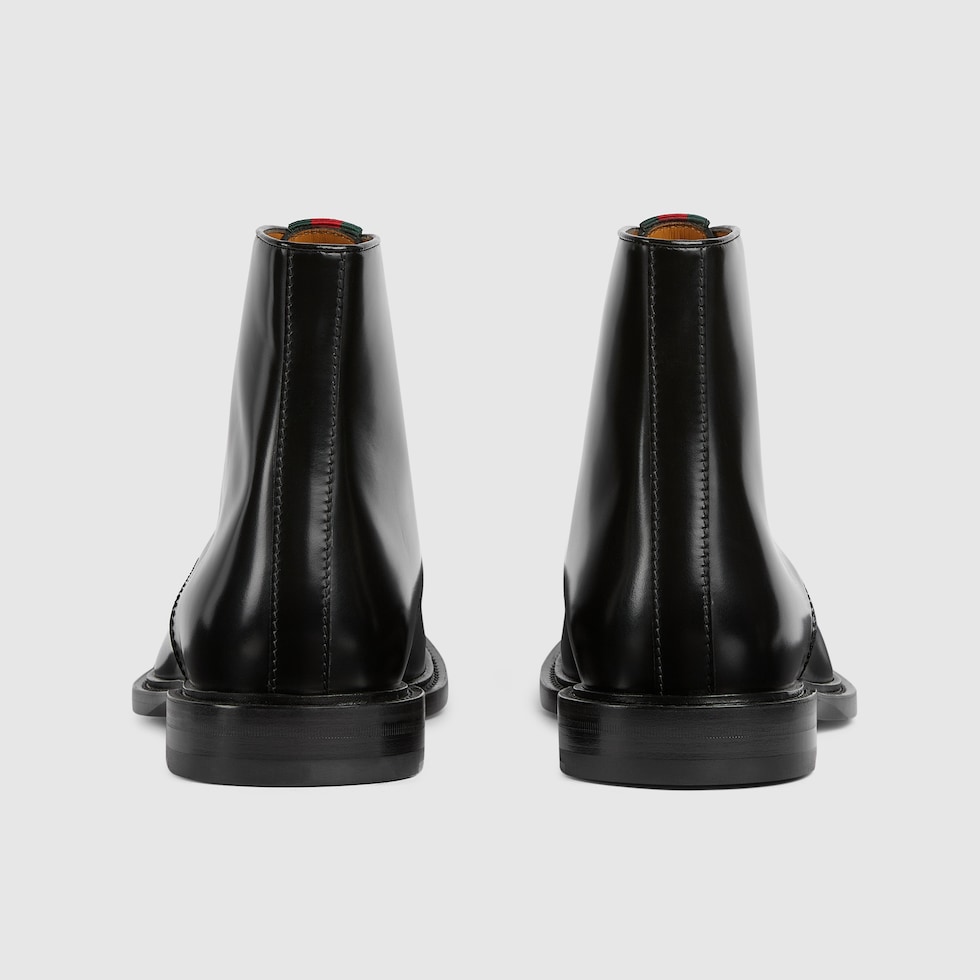 ウェブ ストライプ付き メンズ レースアップブーツ ・ブラック