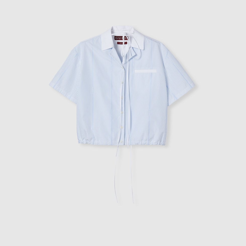 Gucci cotton fil coupé shirt in white and light blue | GUCCI® US