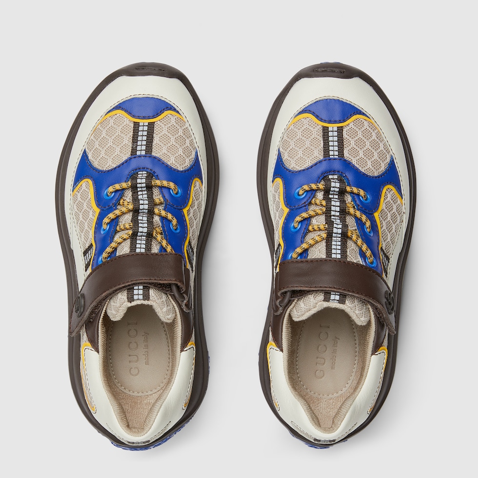 GUCCIチルドレン　スニーカー Children's Ace Sneaker White Leather Velcro With Green & Red Web