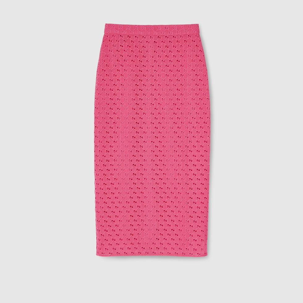 スカート GUCCI PINK COTTON MIDI SKIRT Gucci Pink Layered Silk-Tweed Midi Skirt Gucci