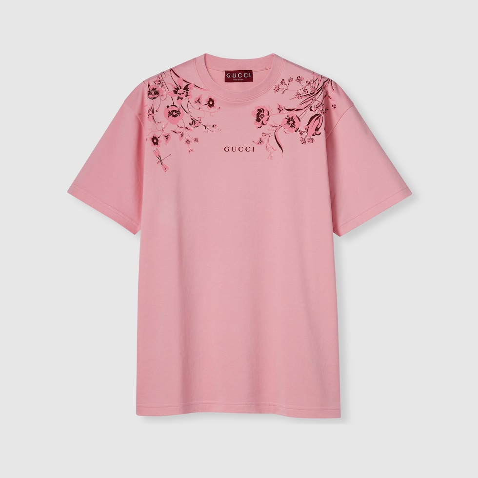 GUCCI ピンク 半袖Tシャツ プリント ソフトコットンジャージー Tシャツピンク | GUCCI公式