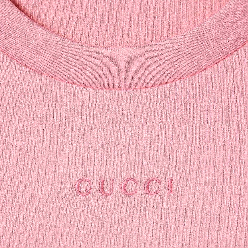 Tシャツ・カットソー GUCCI Women Tunic Tops 797899XKD8F 6668 PINK Embroidered cotton jersey T-shirt in pink | GUCCI® FI