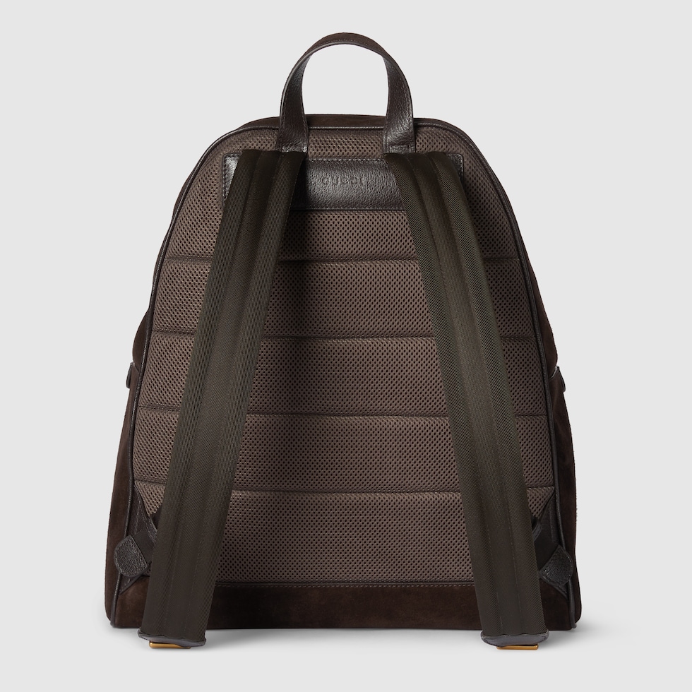 Ophidia medium backpack in dark brown suede | GUCCI® US