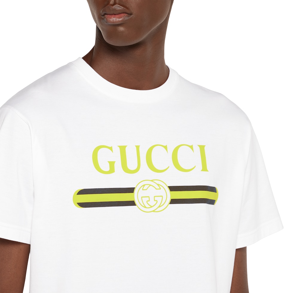 GUCCI グッチ☆ロゴプリントコットンTシャツ L ホワイト コットンジャージー プリント Tシャツホワイト | GUCCI公式