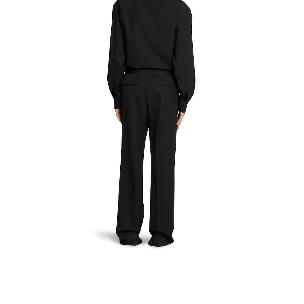 Wool gabardine pant with embroidery in black | GUCCI® SI