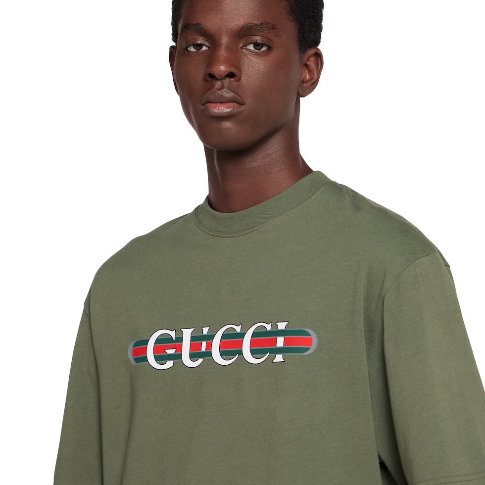 プリント ヘビーコットンジャージー Tシャツフォレストグリーン