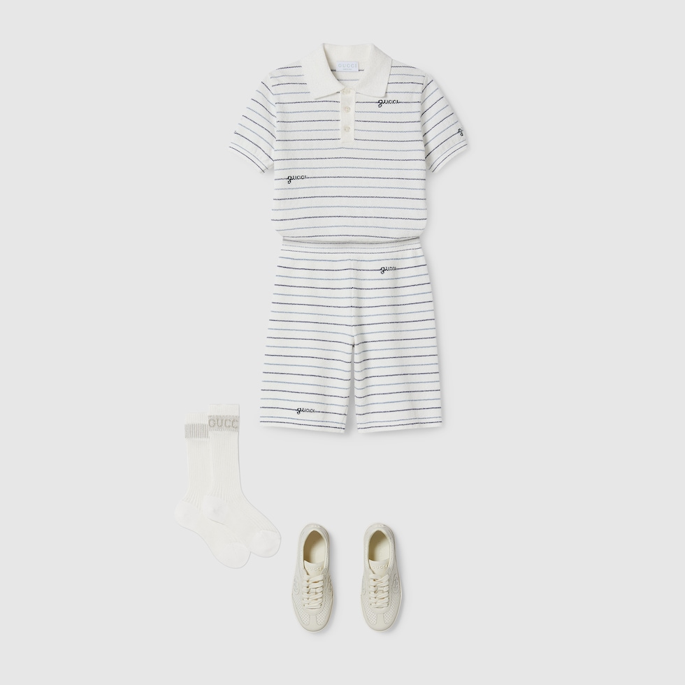 GUCCI グッチ　ストライプ入りポロシャツ ホワイト GUCCI ホワイト ポロシャツ ストライプ - メルカリ