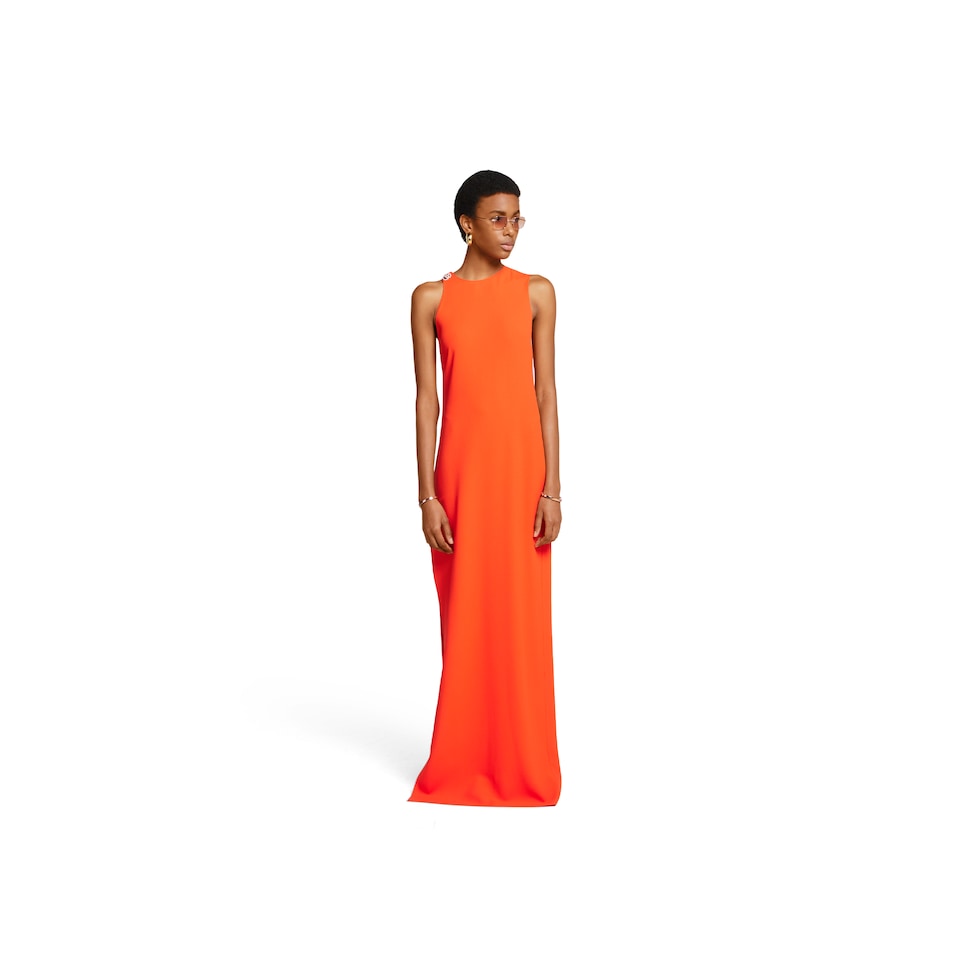 Evening dress with Double G in bright orange | GUCCI® SI