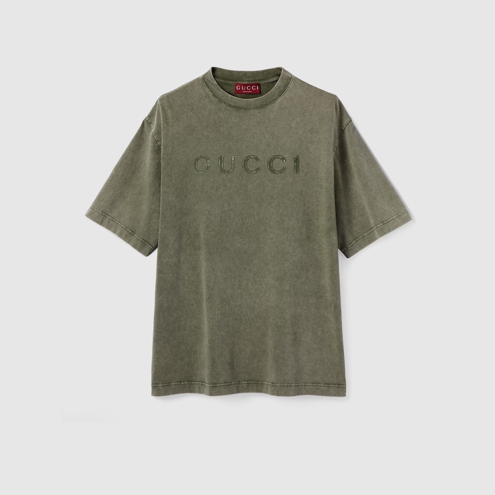 プリント コットンジャージー Tシャツフォレストグリーン