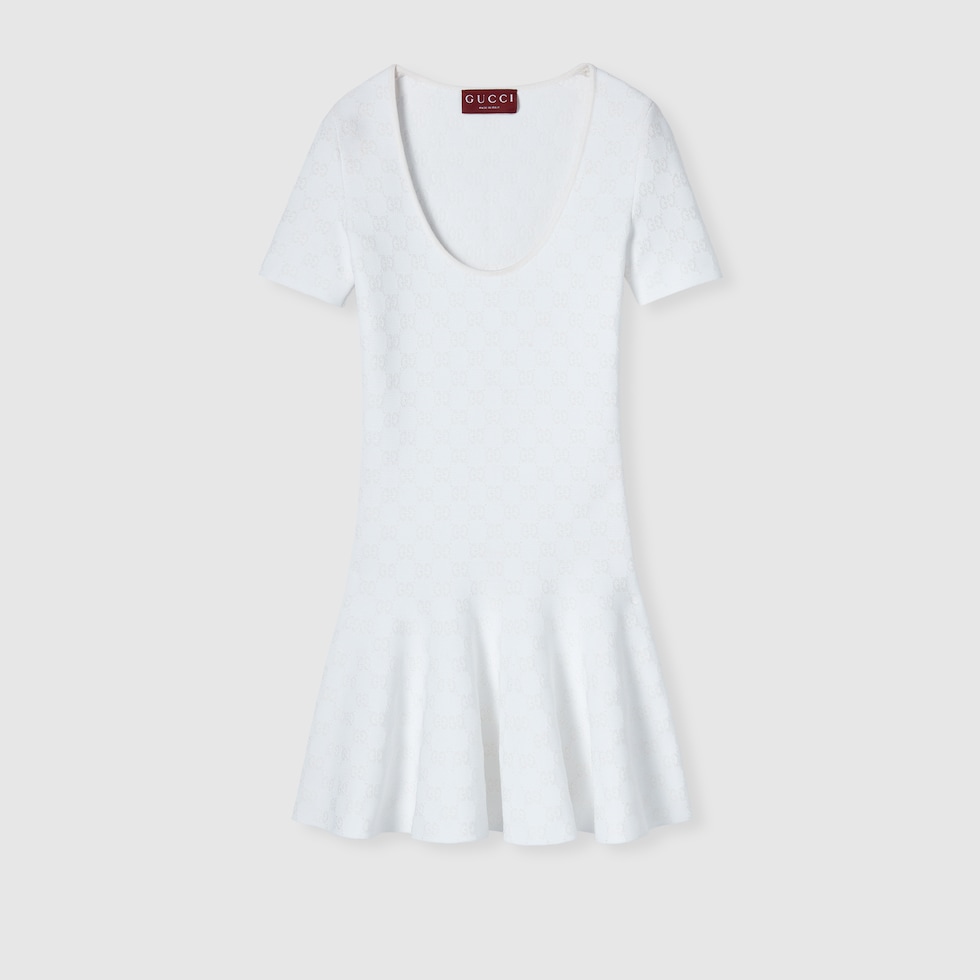 Stretch GG jacquard dress in white | GUCCI® US