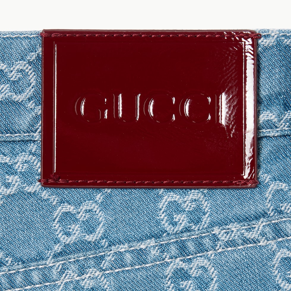 25新作 グッチ GGデニムジャカード パンツ ブルー レディース GGデニムジャカード パンツブルー＆アイボリー | GUCCI公式
