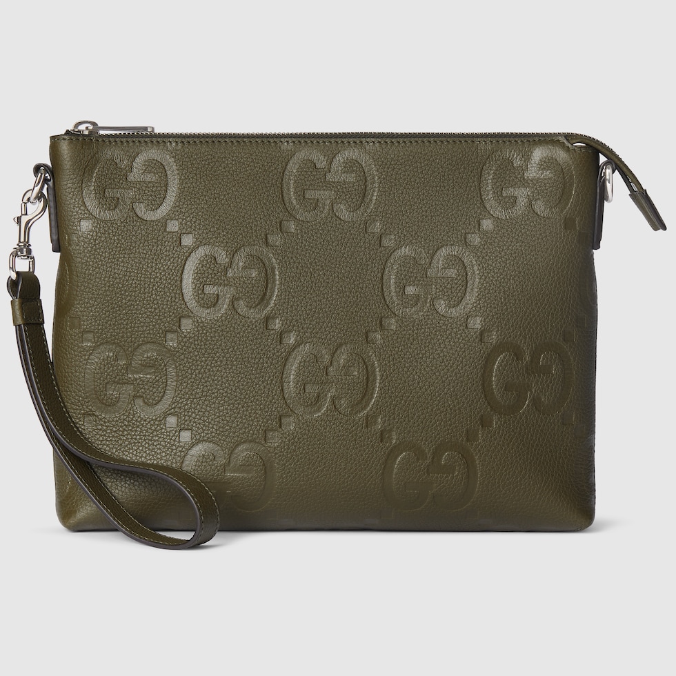 GG jumbo medium crossbody bag in dark green GG leather