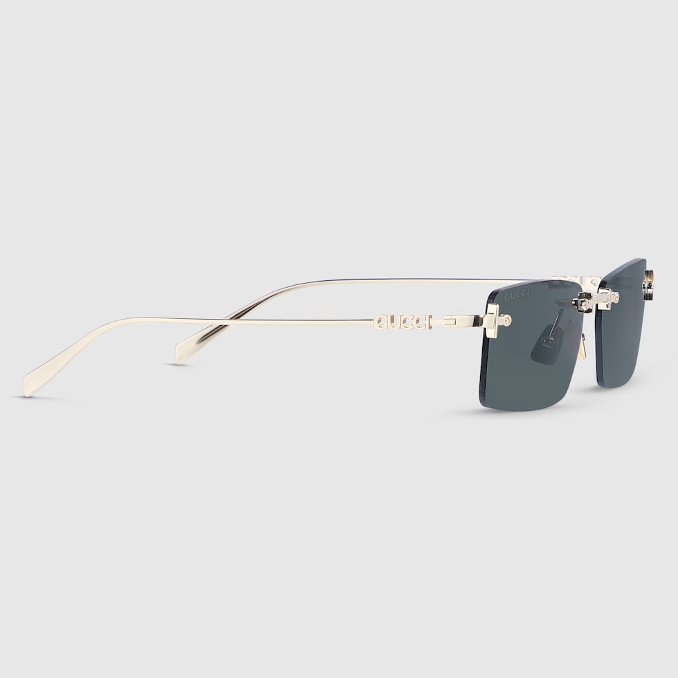 Rectangular frame sunglasses in light gold | GUCCI® CA