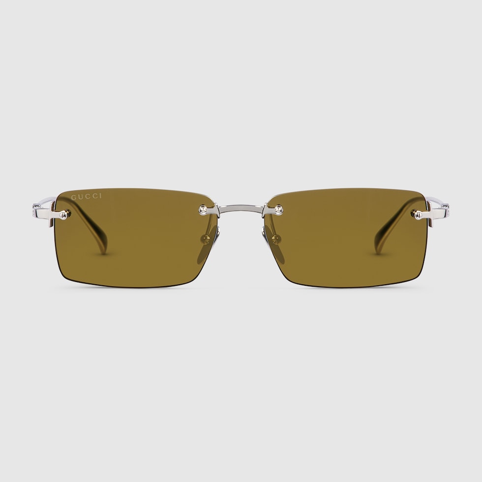 Rectangular frame sunglasses in silver | GUCCI® US