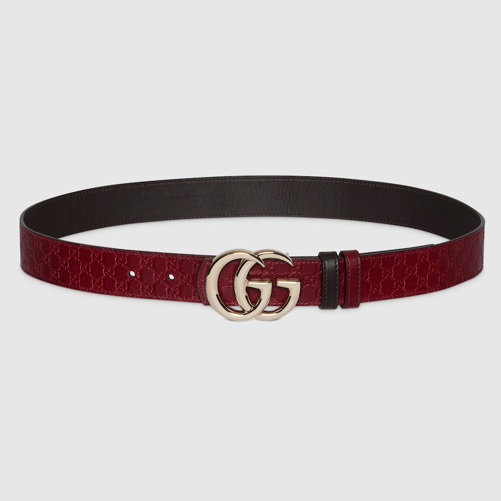GUCCI GGマーモント レザー ベルト レッド GUCCI GGマーモント レザー ベルト レッド