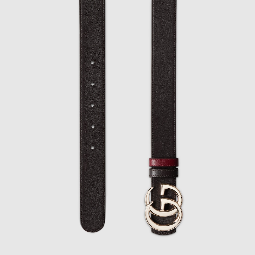Reversible GG Marmont belt in rosso ancora red and pink