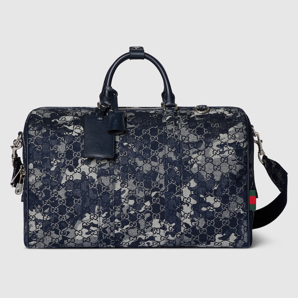 GG TOP HANDLE BAG 20 IN DARK BLUE DENIM MIX CALFSKIN