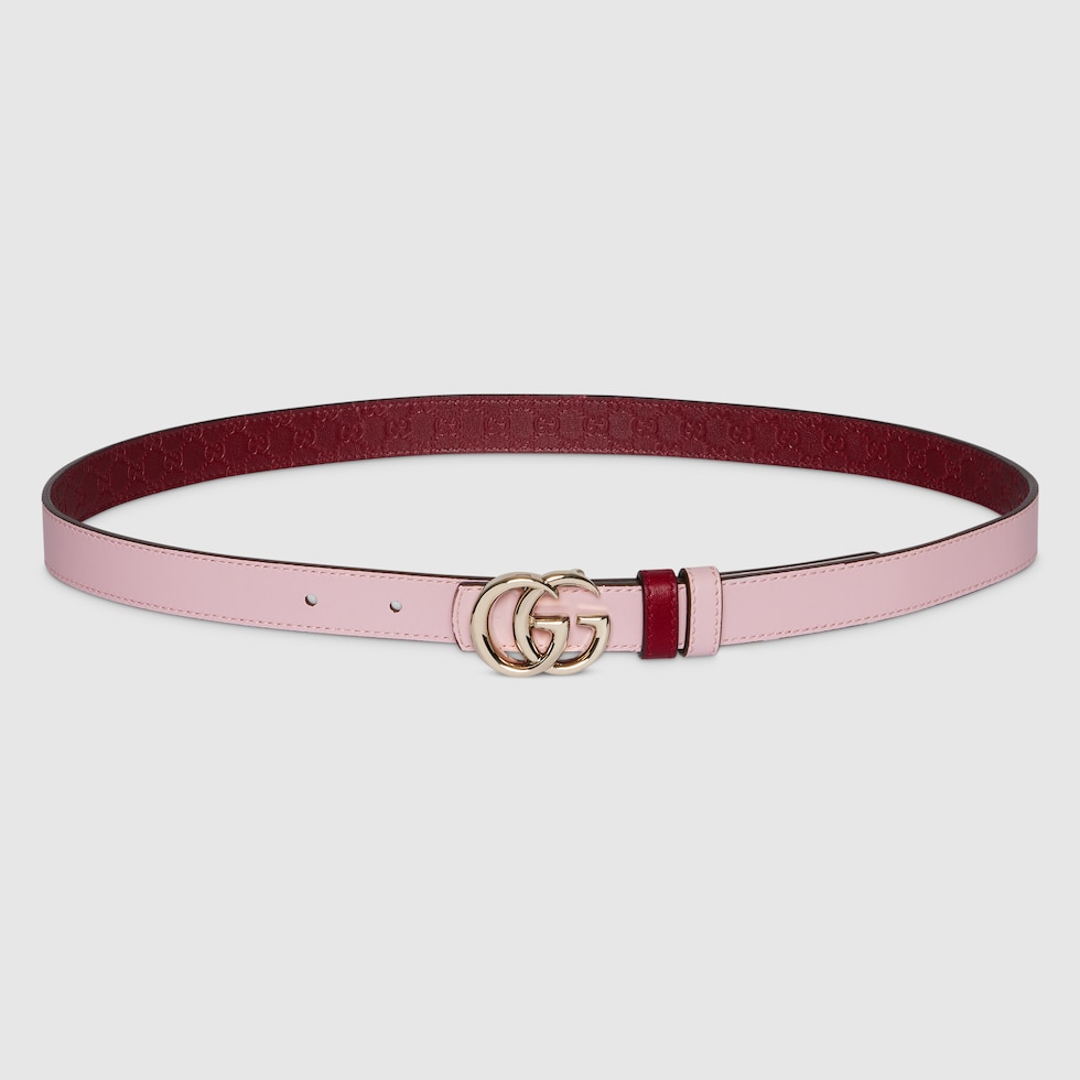 ダブルG リバーシブル スリムベルト ・グッチ ロッソ アンコーラ（深い