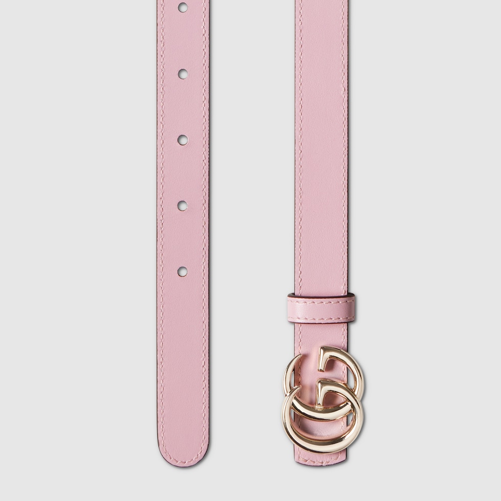 Reversible GG Marmont thin belt in beige GG Supreme and pink  display picture 3