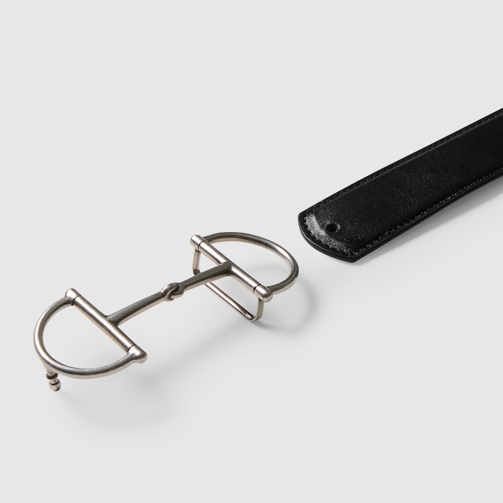 ホースビット付き リバーシブル レザー ベルト ・ブラック