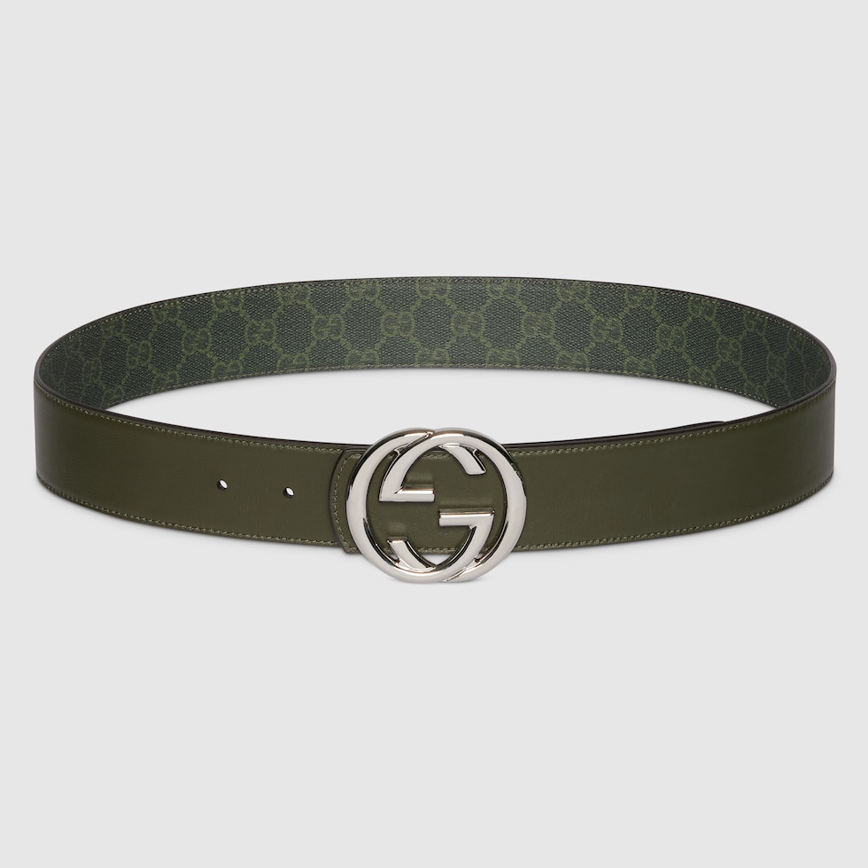 【関税・送料込み】GUCCI BELTS Reversible GG Monogram belt in forest green GG fabric