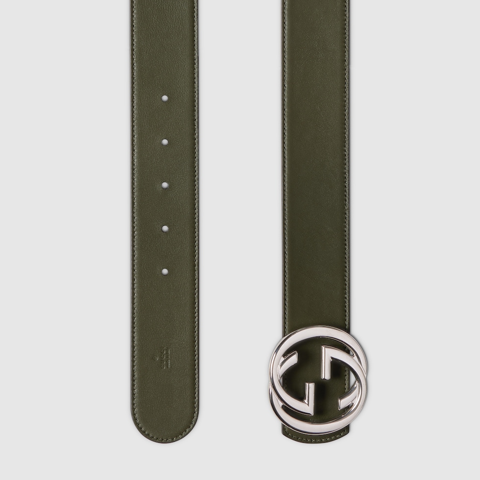 GUCCI Original GG fabric belt スリムベルト Reversible GG Monogram belt in forest green GG fabric