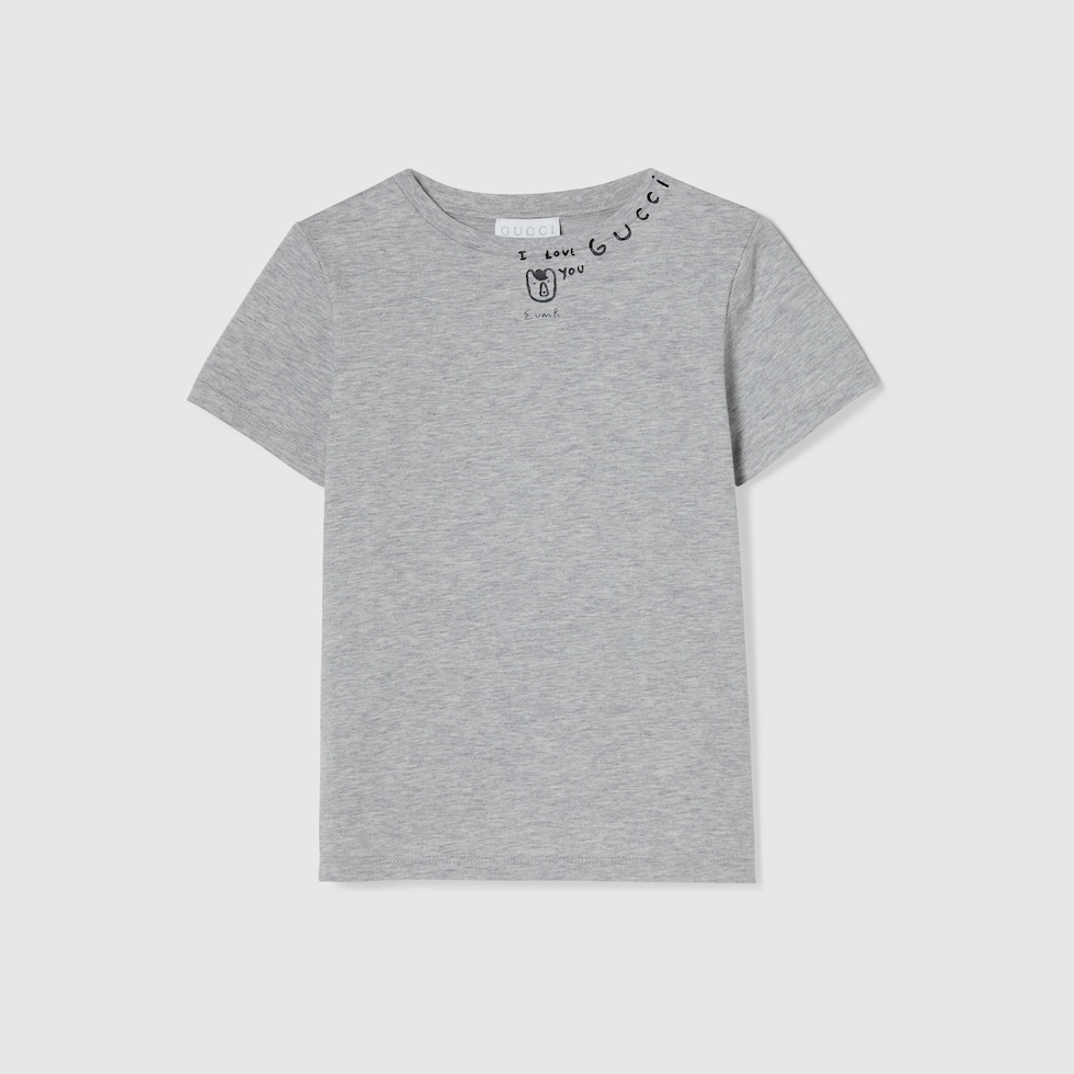 Children's printed cotton T-shirt in light grey | GUCCI® US