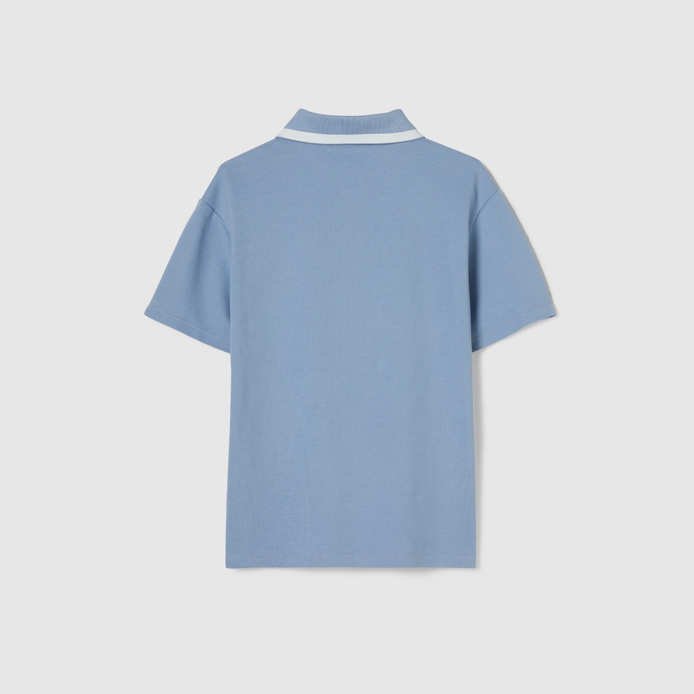 【美品】GUCCI ポロシャツ 白 チルドレン 140 10  お受験 発表会 チルドレンズ〕プリント コットン ポロシャツライトブルー