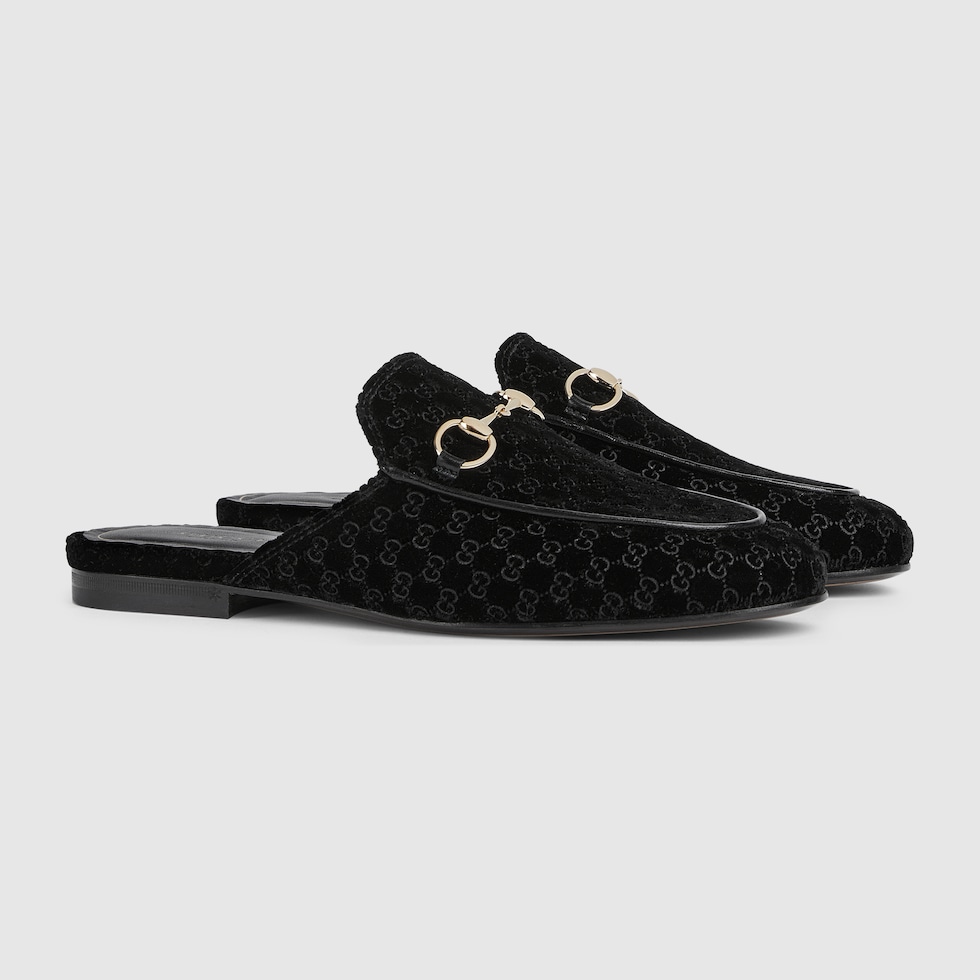GUCCI ベルベッドスリッパ ローファー Women's Princetown slipper in black GG velvet | GUCCI® US