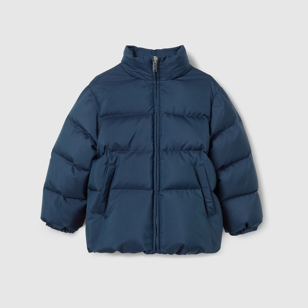 Children's nylon jacket with Web in dark blue | GUCCI® US
