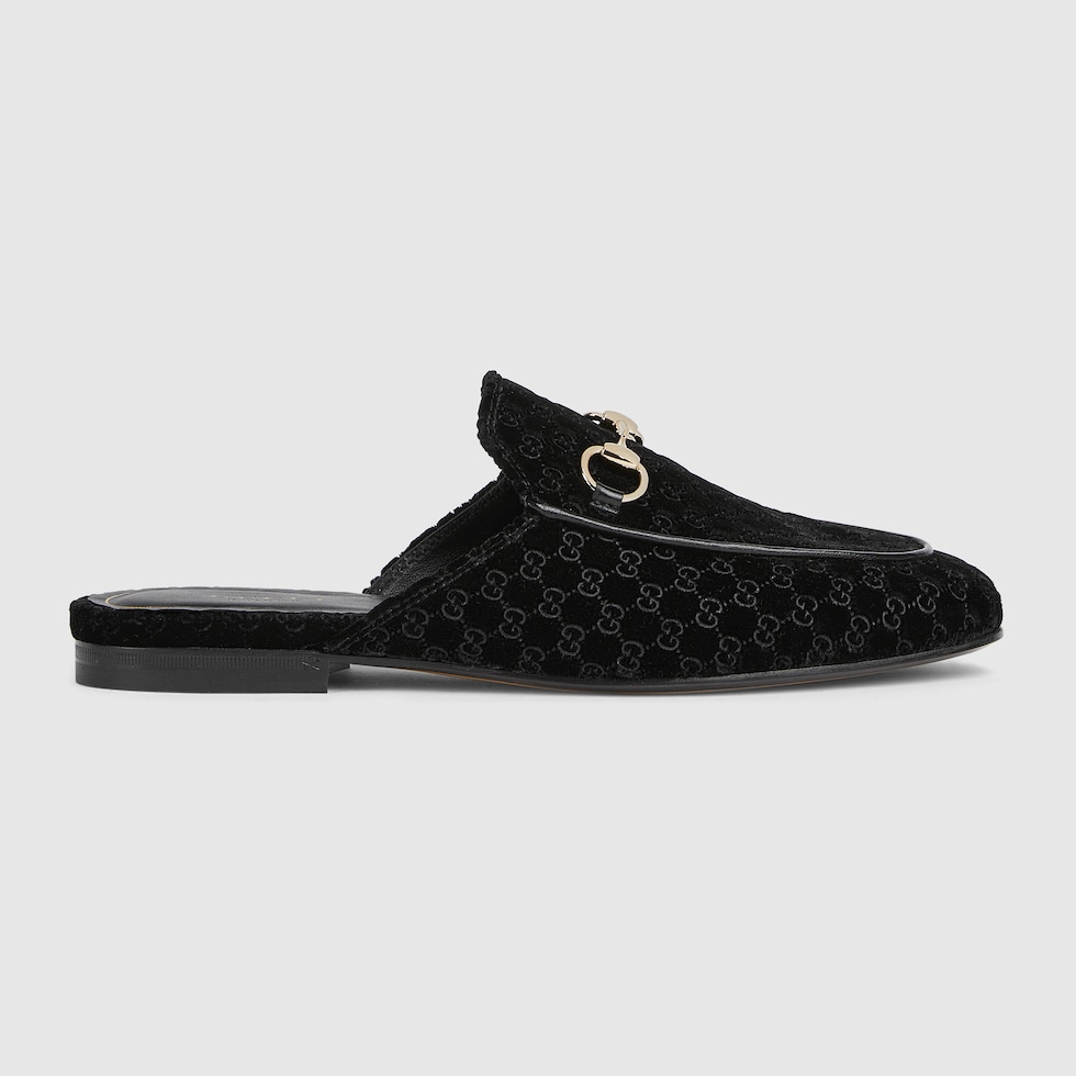 Women's Princetown slipper in black GG velvet | GUCCI® US