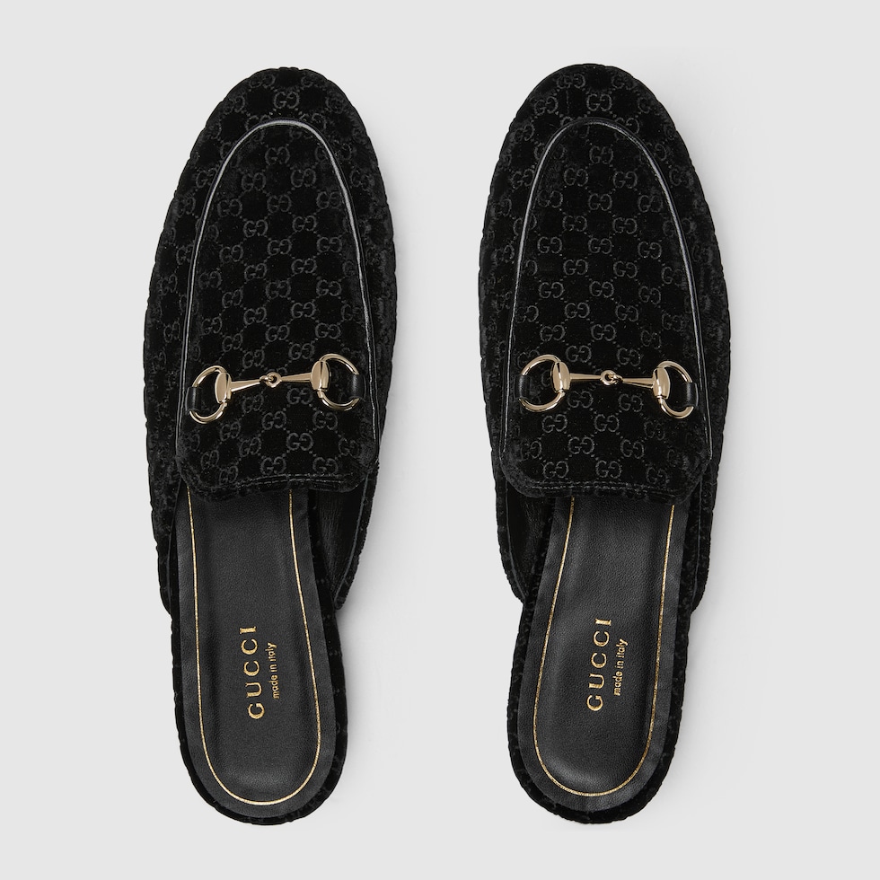 Women's Princetown slipper in black GG velvet | GUCCI® US
