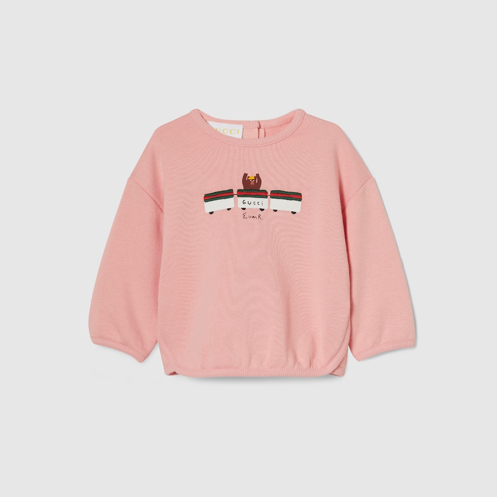 GUCCI ベビー Baby printed cotton sweatshirt in light blue | GUCCI® US