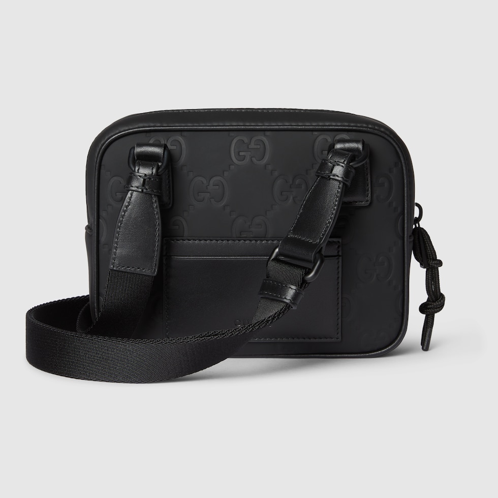 GUCCI ミニバック グッチ グッチ エッジ〕ミニバッグブラック GG マット ファブリック