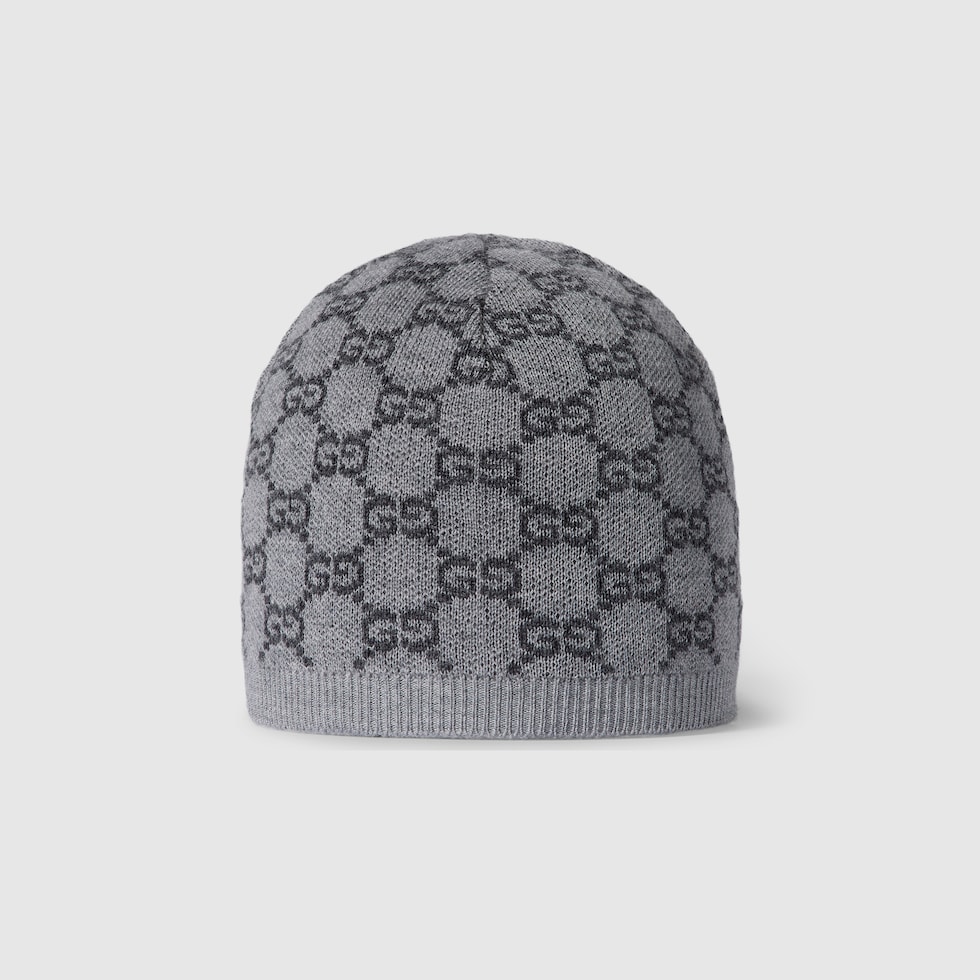 Baby GG wool hat in grey and dark grey | GUCCI® US