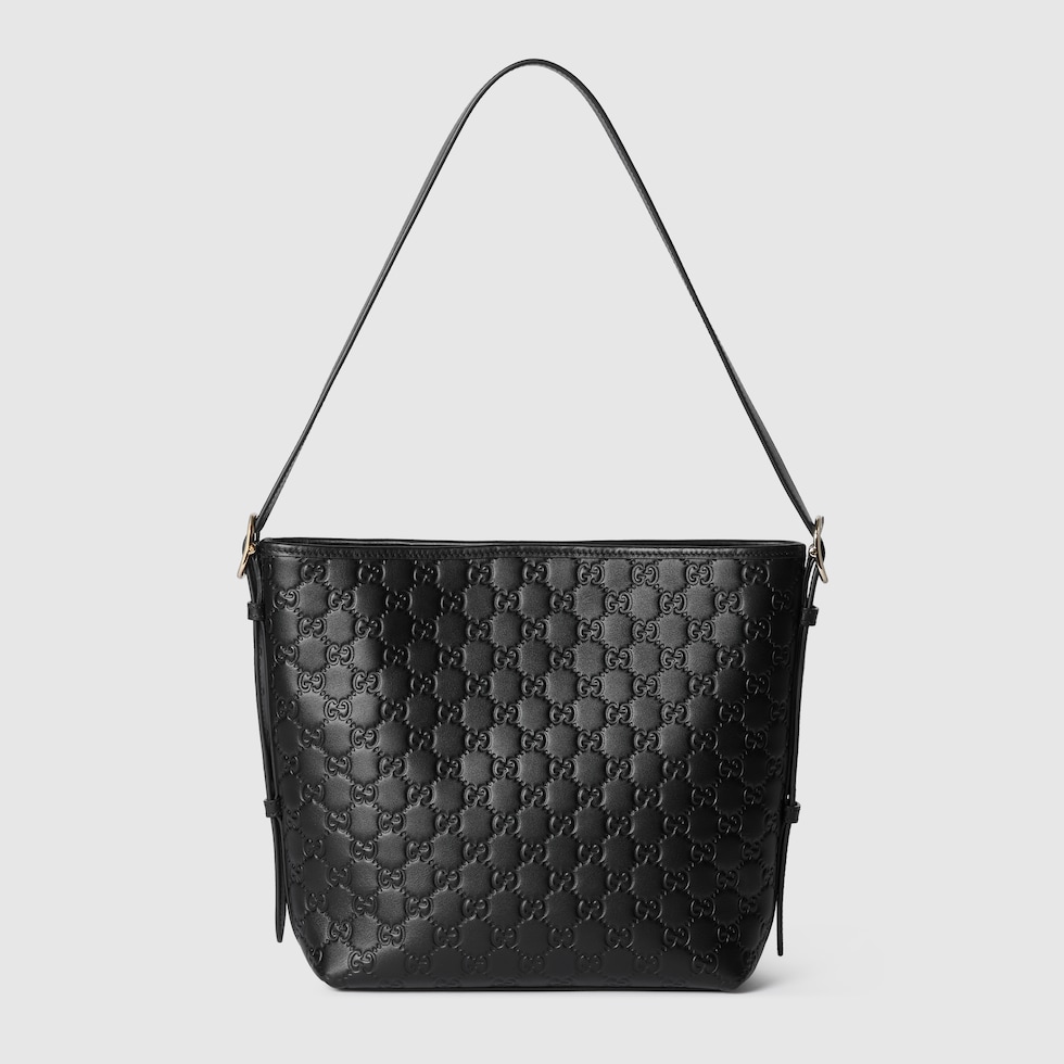 国内買付・即日発送★GUCCI★GGエンブレム スモールショルダー GGエンブレム〕スモール ショルダーバッグブラック GGレザー