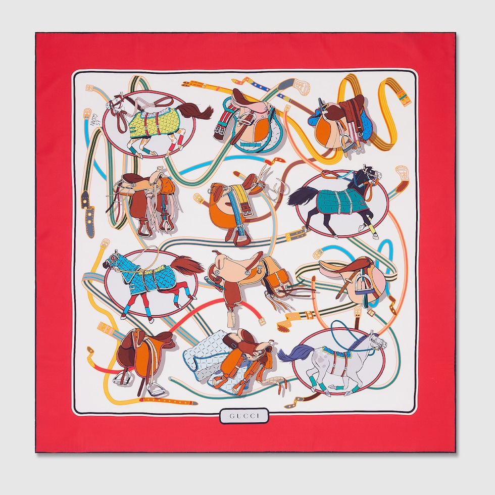 GUCCI シルクスカーフ 90x90cm 累積売上第1位【GUCCI☆グッチ】シルクスカーフ (GUCCI