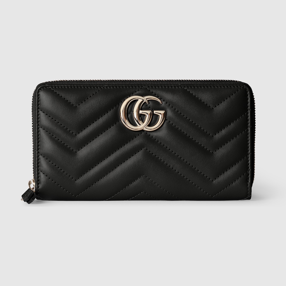 GG Marmont zip around wallet in black leather | GUCCI® US