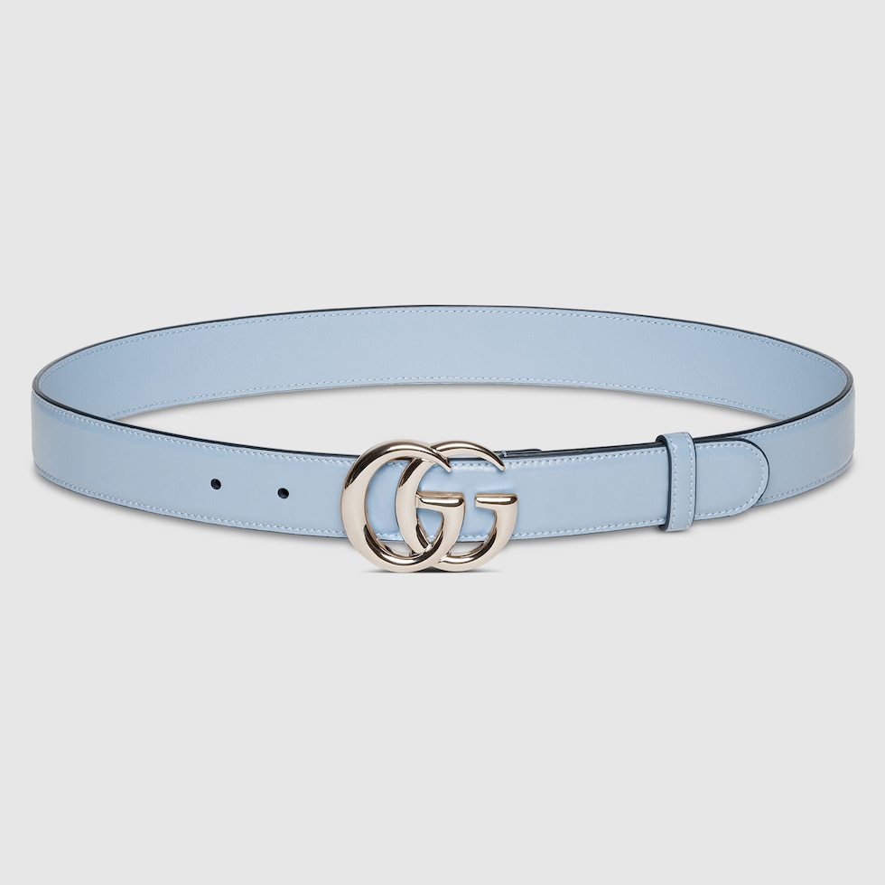 GG Marmont thin belt in light blue leather | GUCCI® US