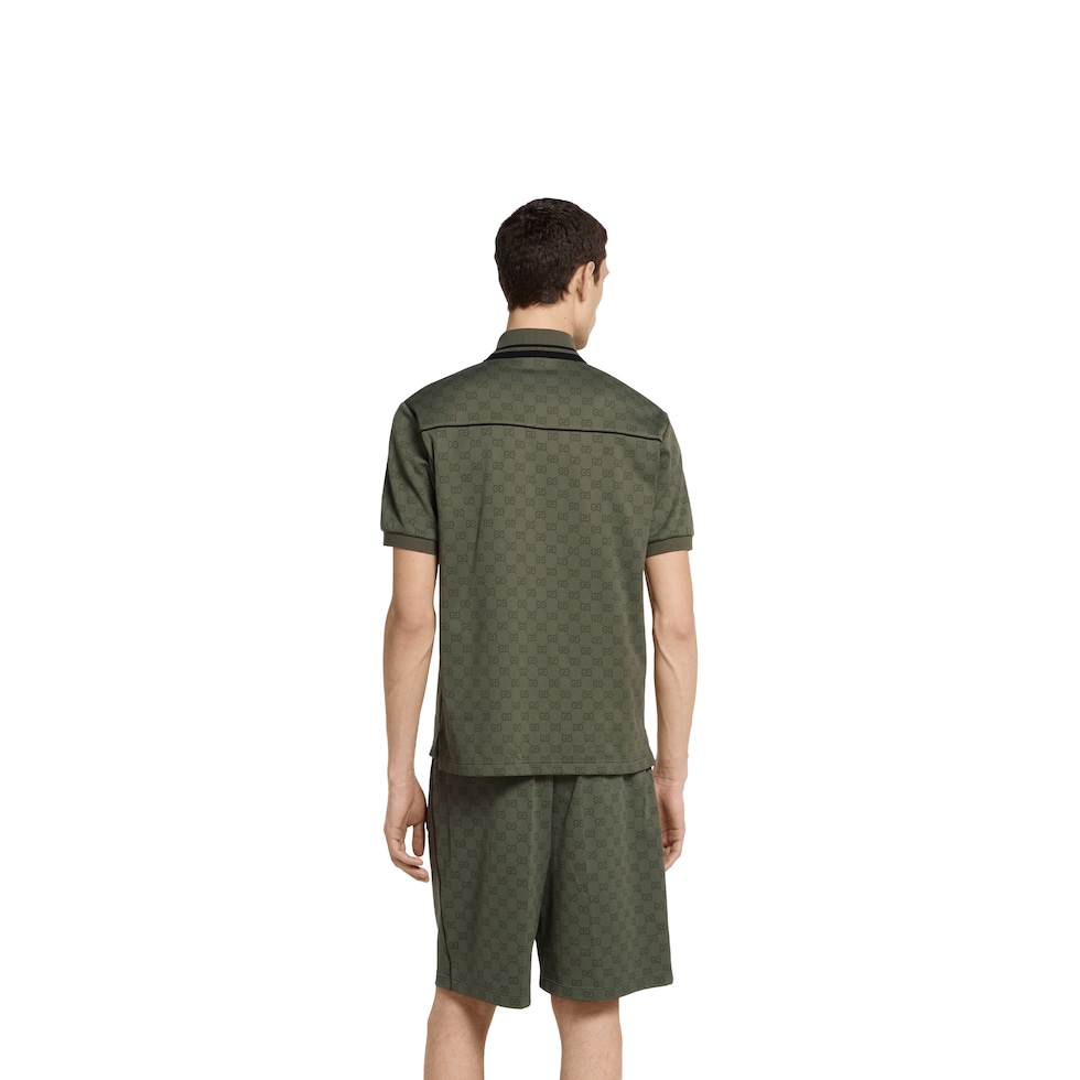 こんぴーDW x 1FW x2UT x2 GG jersey jacquard polo shirt in forest green | GUCCI® US