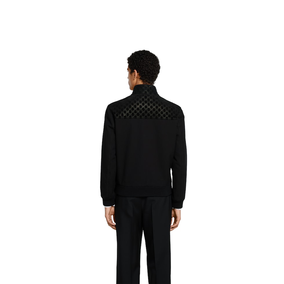 【GUCCI】EMBOSSED GG SUEDE BOMBER JACKET Embossed GG suede bomber jacket in black | GUCCI® US