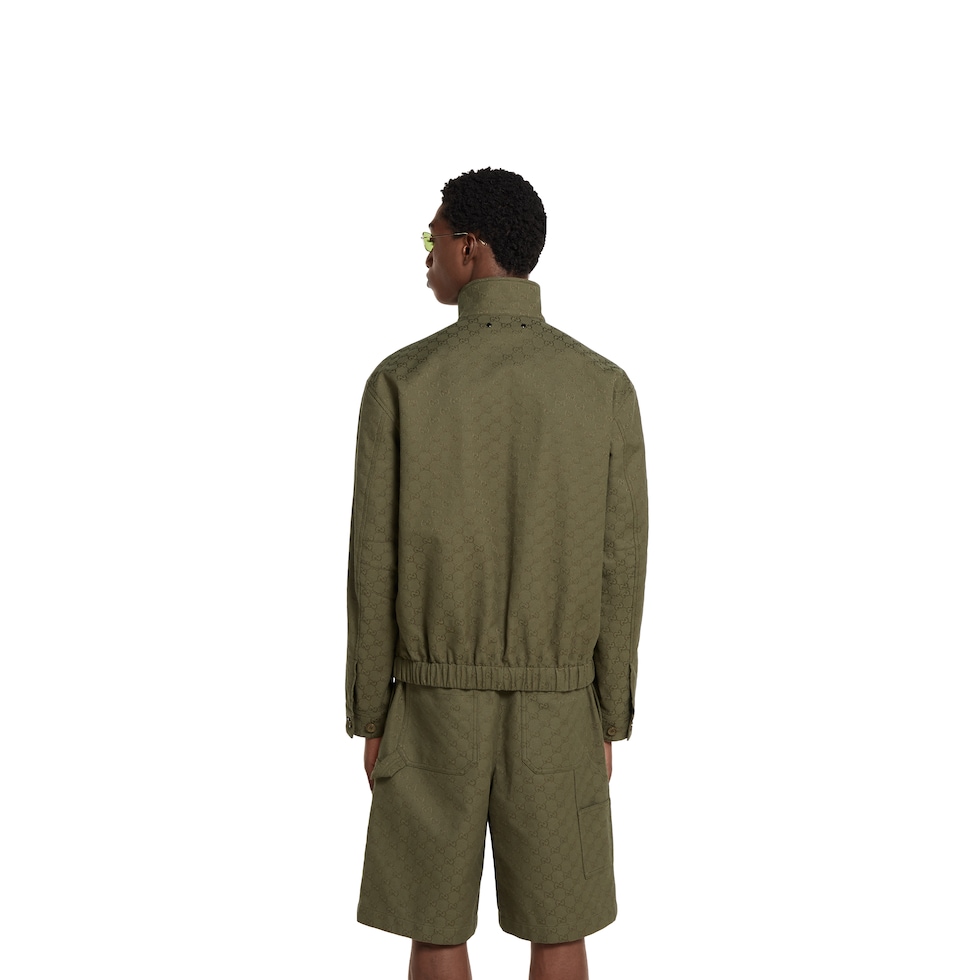 GG canvas bomber jacket in forest green | GUCCI® US